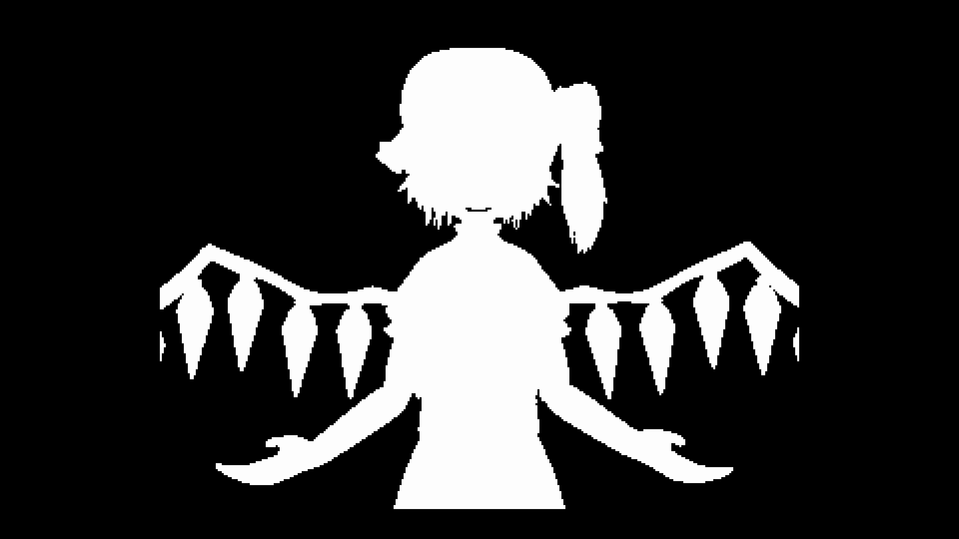 Bad Apple Demo: a white character silhouette against a black background