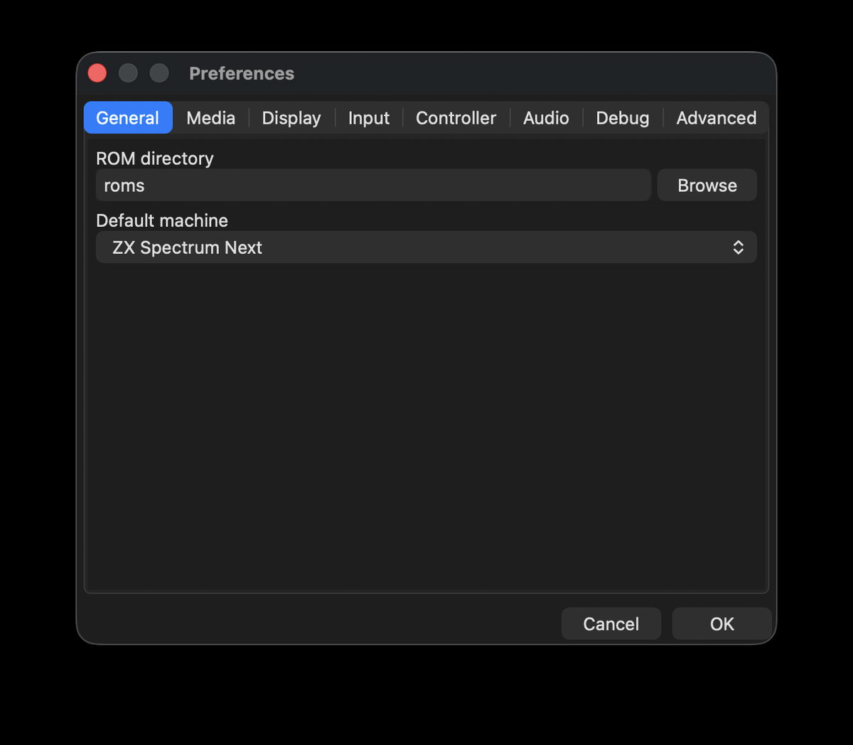 Preferences — General tab