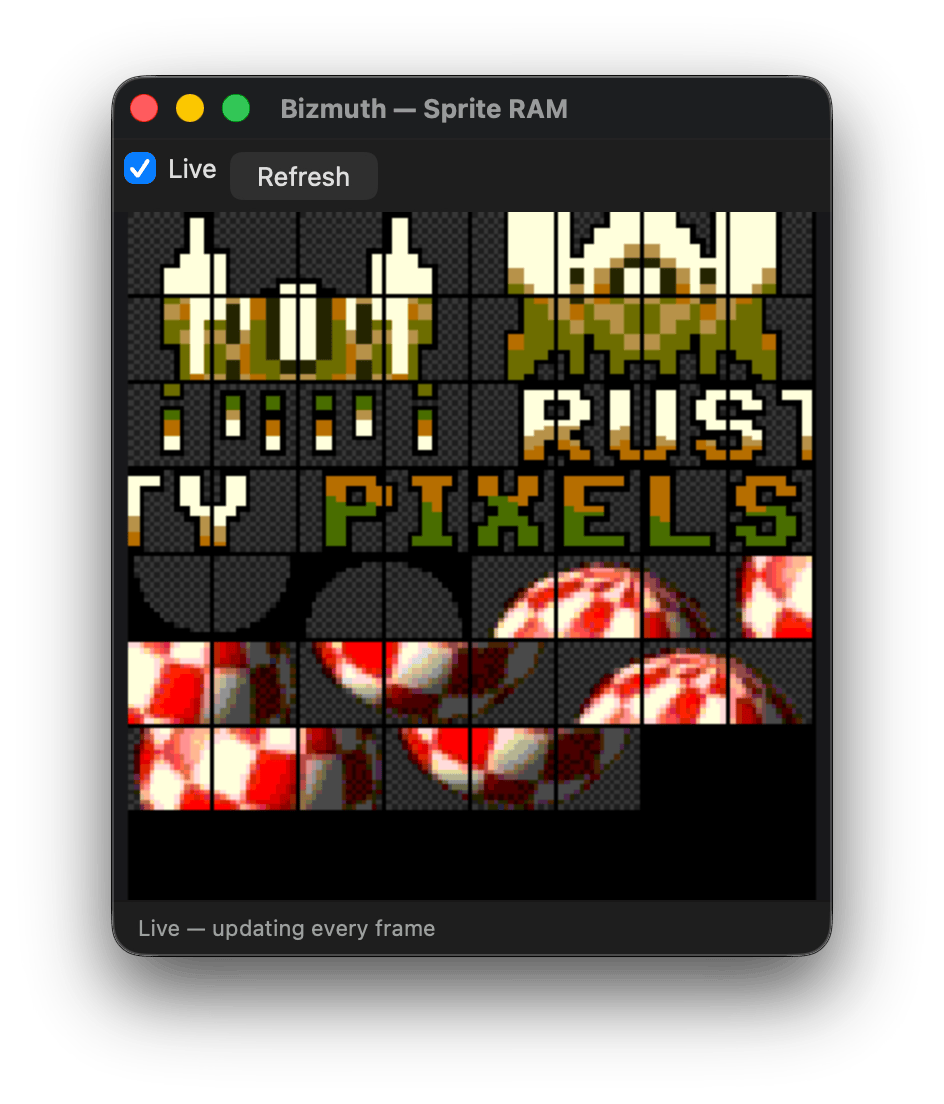 The sprite RAM — the uploaded sprite pattern graphics